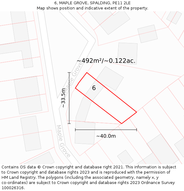 6, MAPLE GROVE, SPALDING, PE11 2LE: Plot and title map