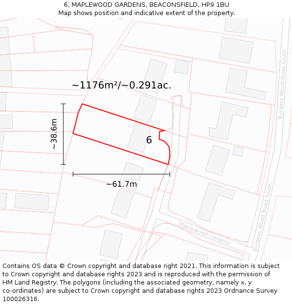 6, MAPLEWOOD GARDENS, BEACONSFIELD, HP9 1BU: Plot and title map