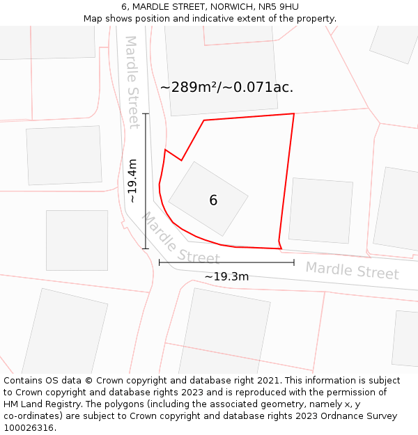 6, MARDLE STREET, NORWICH, NR5 9HU: Plot and title map