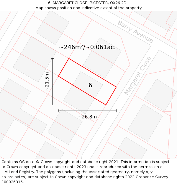 6, MARGARET CLOSE, BICESTER, OX26 2DH: Plot and title map