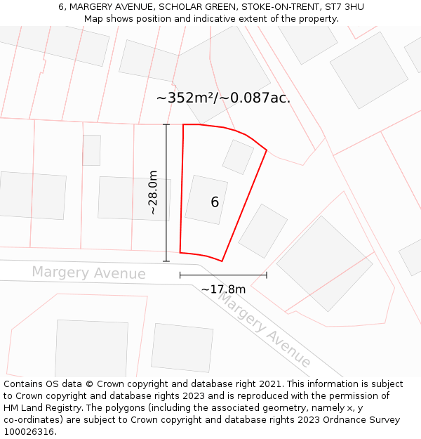 6, MARGERY AVENUE, SCHOLAR GREEN, STOKE-ON-TRENT, ST7 3HU: Plot and title map