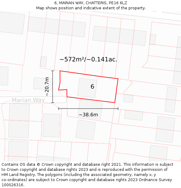 6, MARIAN WAY, CHATTERIS, PE16 6LZ: Plot and title map