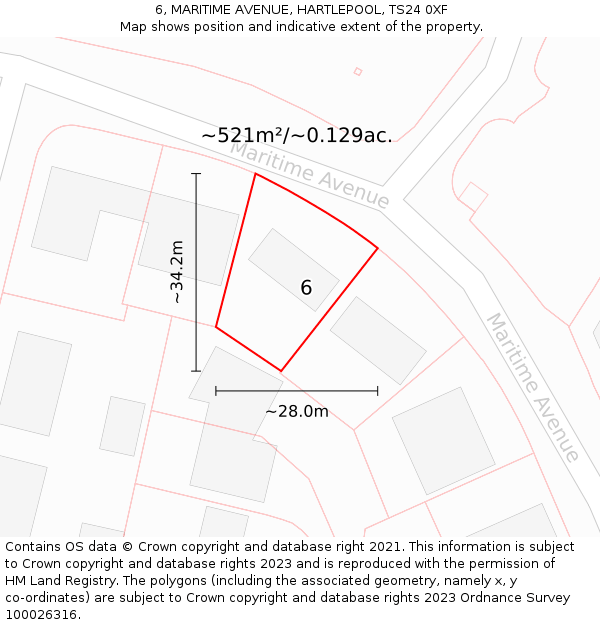 6, MARITIME AVENUE, HARTLEPOOL, TS24 0XF: Plot and title map