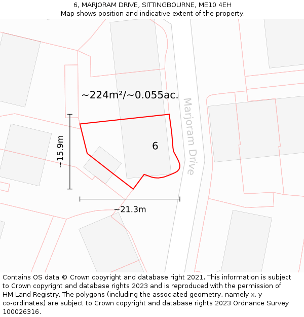 6, MARJORAM DRIVE, SITTINGBOURNE, ME10 4EH: Plot and title map