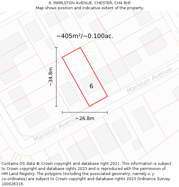 6, MARLSTON AVENUE, CHESTER, CH4 8HF: Plot and title map