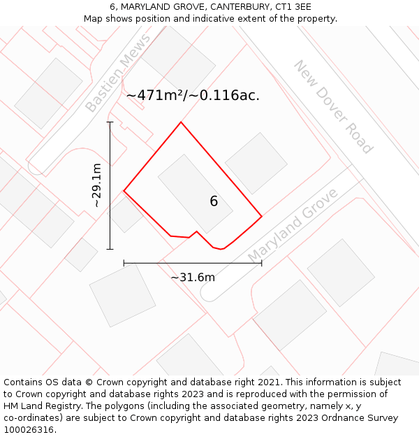 6, MARYLAND GROVE, CANTERBURY, CT1 3EE: Plot and title map