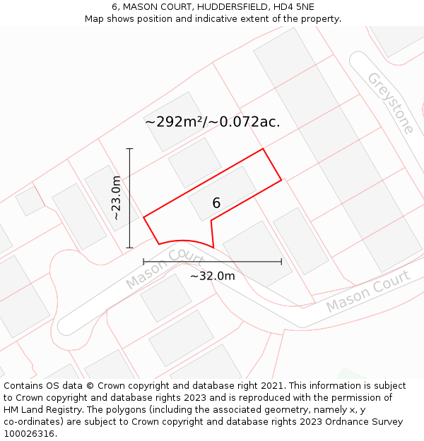 6, MASON COURT, HUDDERSFIELD, HD4 5NE: Plot and title map