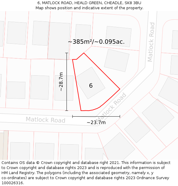 6, MATLOCK ROAD, HEALD GREEN, CHEADLE, SK8 3BU: Plot and title map