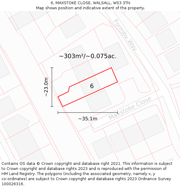 6, MAXSTOKE CLOSE, WALSALL, WS3 3TN: Plot and title map