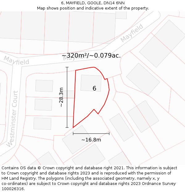 6, MAYFIELD, GOOLE, DN14 6NN: Plot and title map