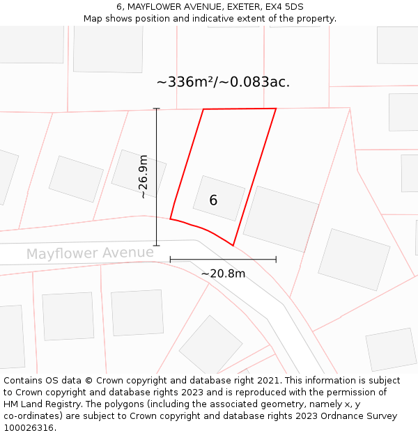 6, MAYFLOWER AVENUE, EXETER, EX4 5DS: Plot and title map