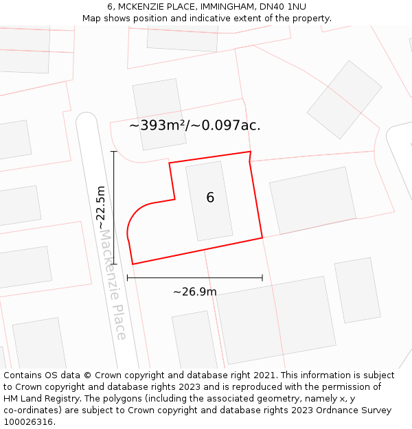 6, MCKENZIE PLACE, IMMINGHAM, DN40 1NU: Plot and title map