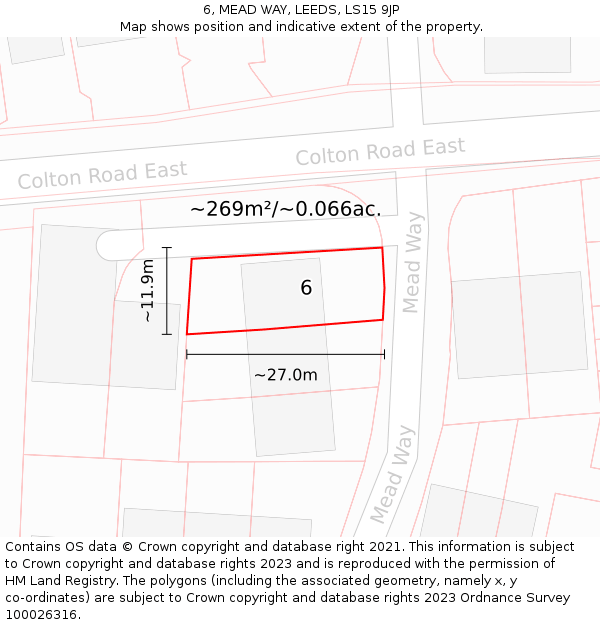 6, MEAD WAY, LEEDS, LS15 9JP: Plot and title map