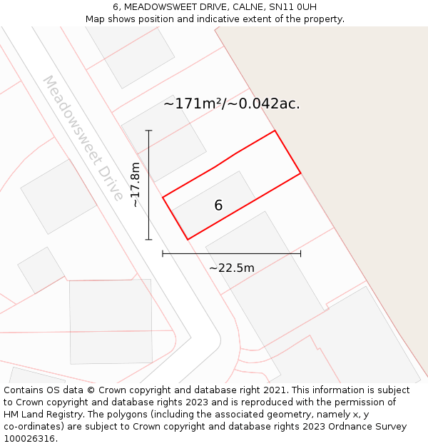6, MEADOWSWEET DRIVE, CALNE, SN11 0UH: Plot and title map