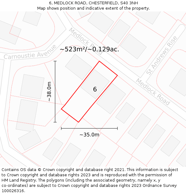 6, MEDLOCK ROAD, CHESTERFIELD, S40 3NH: Plot and title map