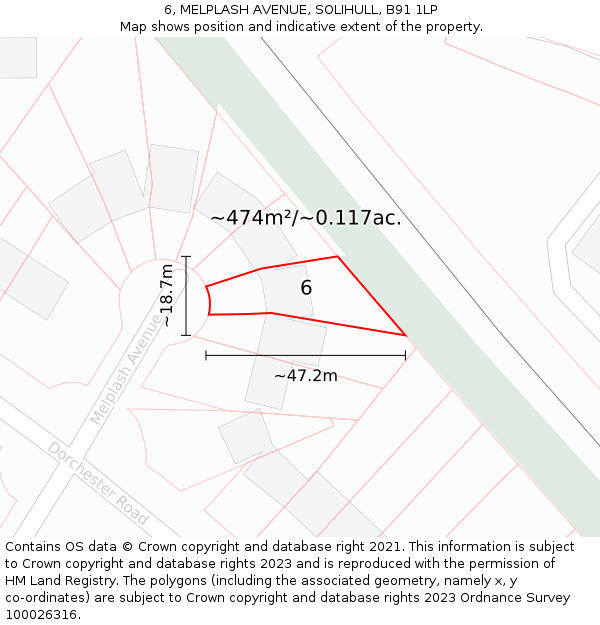 6, MELPLASH AVENUE, SOLIHULL, B91 1LP: Plot and title map