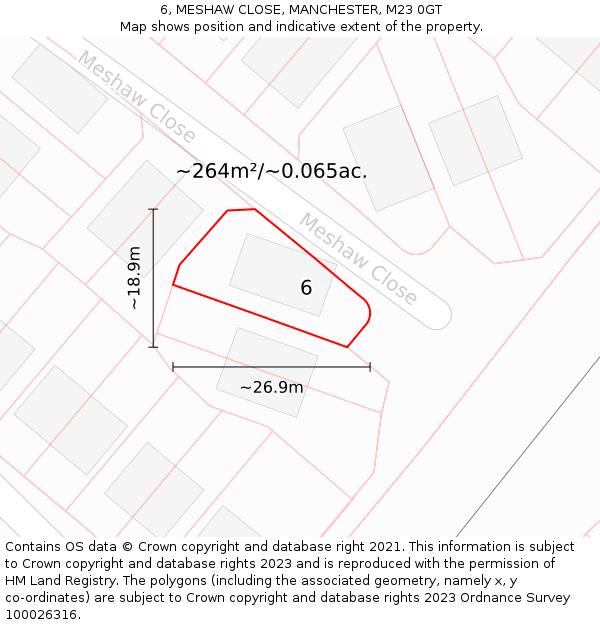 6, MESHAW CLOSE, MANCHESTER, M23 0GT: Plot and title map