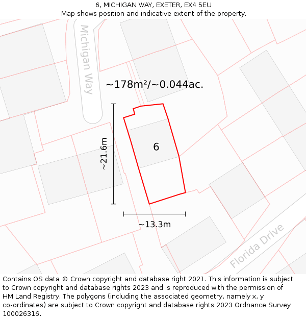 6, MICHIGAN WAY, EXETER, EX4 5EU: Plot and title map