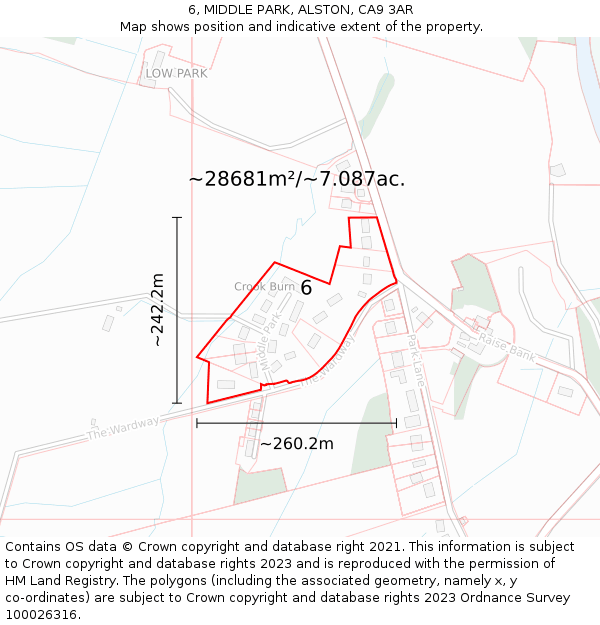 6, MIDDLE PARK, ALSTON, CA9 3AR: Plot and title map