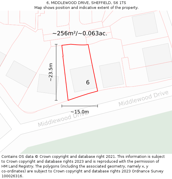 6, MIDDLEWOOD DRIVE, SHEFFIELD, S6 1TS: Plot and title map
