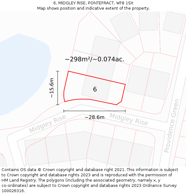 6, MIDGLEY RISE, PONTEFRACT, WF8 1SX: Plot and title map