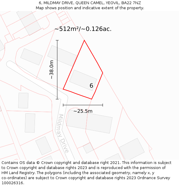 6, MILDMAY DRIVE, QUEEN CAMEL, YEOVIL, BA22 7NZ: Plot and title map