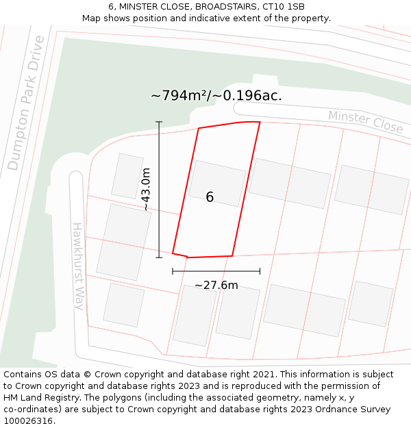 6, MINSTER CLOSE, BROADSTAIRS, CT10 1SB: Plot and title map