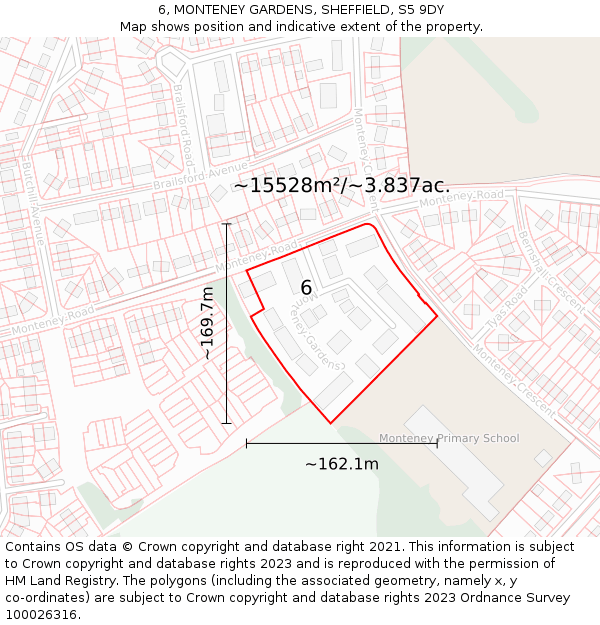 6, MONTENEY GARDENS, SHEFFIELD, S5 9DY: Plot and title map