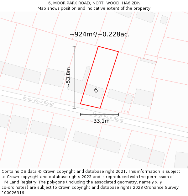 6, MOOR PARK ROAD, NORTHWOOD, HA6 2DN: Plot and title map