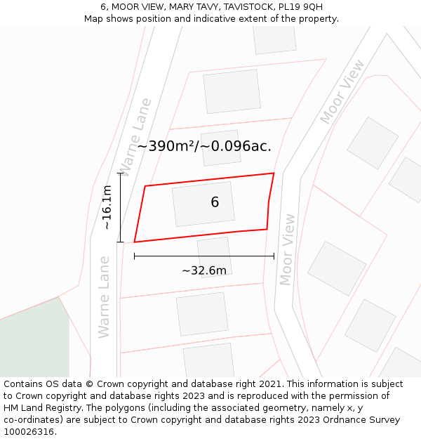 6, MOOR VIEW, MARY TAVY, TAVISTOCK, PL19 9QH: Plot and title map