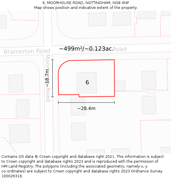 6, MOORHOUSE ROAD, NOTTINGHAM, NG8 4NP: Plot and title map