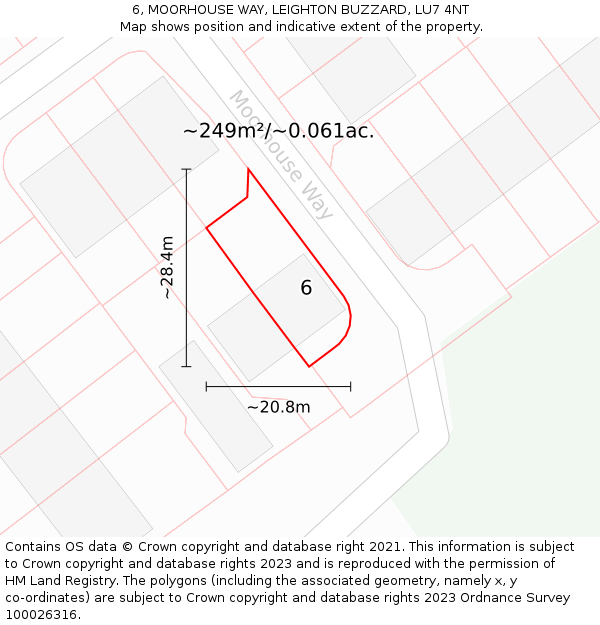 6, MOORHOUSE WAY, LEIGHTON BUZZARD, LU7 4NT: Plot and title map