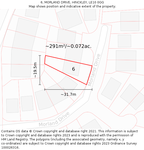 6, MORLAND DRIVE, HINCKLEY, LE10 0GG: Plot and title map