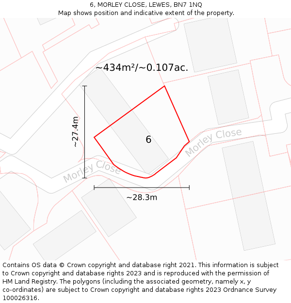 6, MORLEY CLOSE, LEWES, BN7 1NQ: Plot and title map