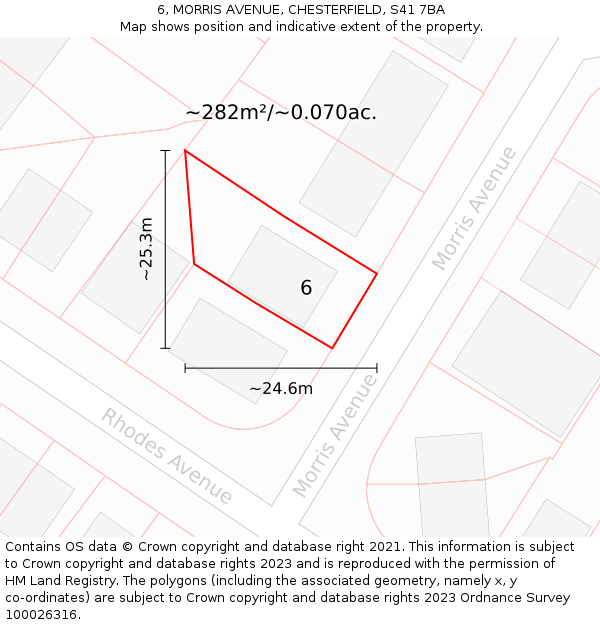 6, MORRIS AVENUE, CHESTERFIELD, S41 7BA: Plot and title map