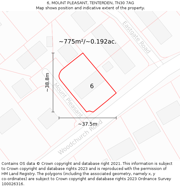 6, MOUNT PLEASANT, TENTERDEN, TN30 7AG: Plot and title map