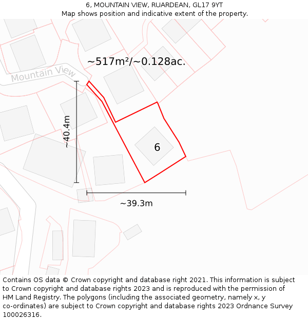 6, MOUNTAIN VIEW, RUARDEAN, GL17 9YT: Plot and title map