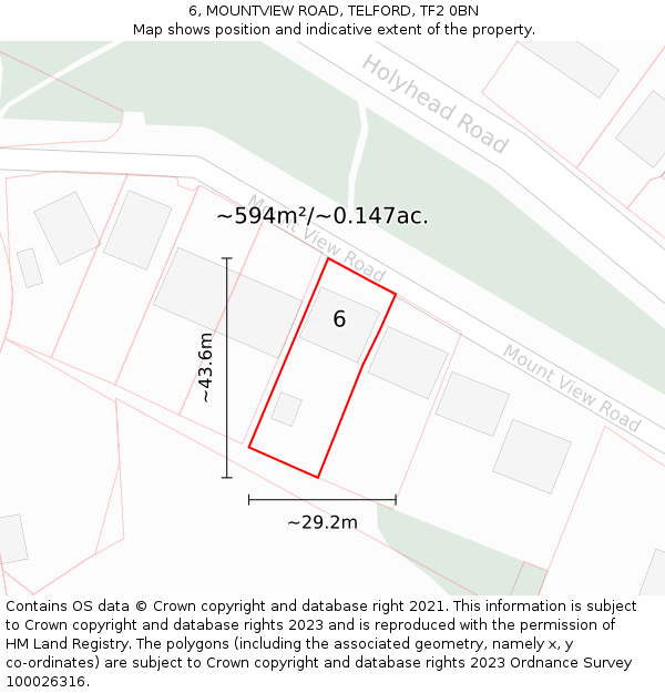 6, MOUNTVIEW ROAD, TELFORD, TF2 0BN: Plot and title map