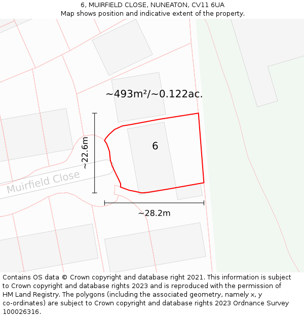 6, MUIRFIELD CLOSE, NUNEATON, CV11 6UA: Plot and title map