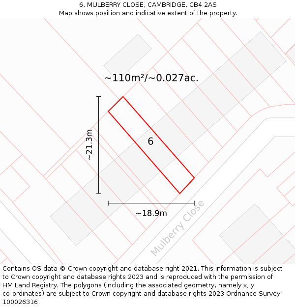 6, MULBERRY CLOSE, CAMBRIDGE, CB4 2AS: Plot and title map