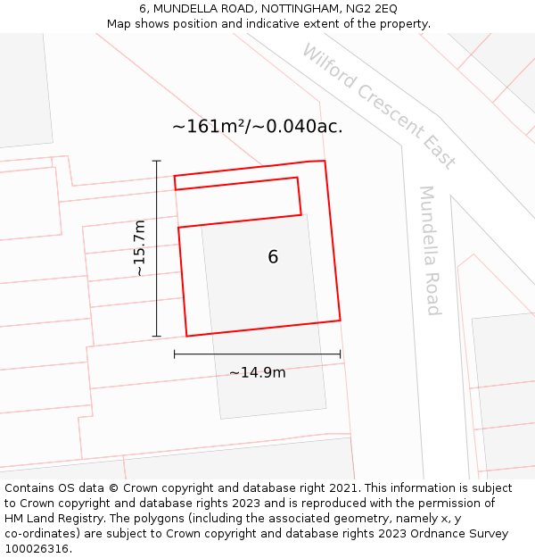 6, MUNDELLA ROAD, NOTTINGHAM, NG2 2EQ: Plot and title map