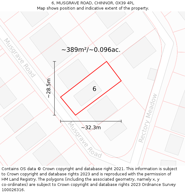 6, MUSGRAVE ROAD, CHINNOR, OX39 4PL: Plot and title map