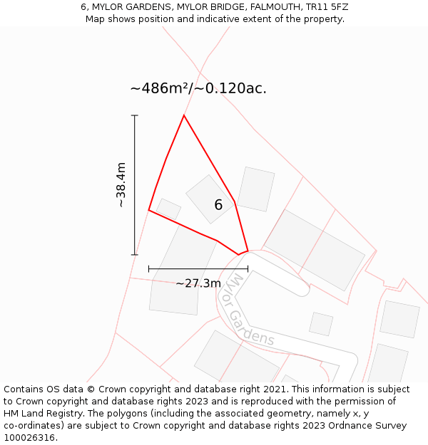 6, MYLOR GARDENS, MYLOR BRIDGE, FALMOUTH, TR11 5FZ: Plot and title map