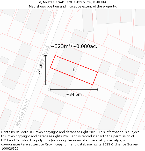 6, MYRTLE ROAD, BOURNEMOUTH, BH8 8TA: Plot and title map