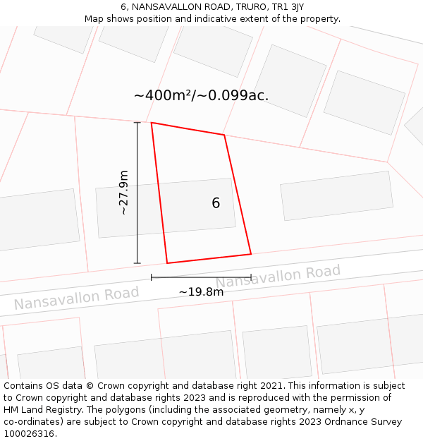 6, NANSAVALLON ROAD, TRURO, TR1 3JY: Plot and title map