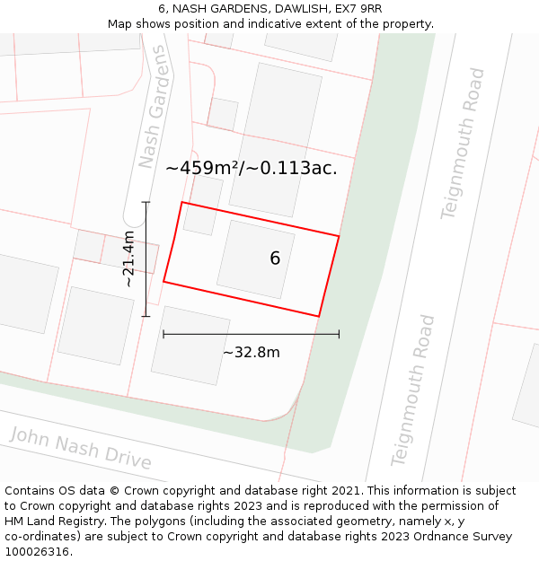 6, NASH GARDENS, DAWLISH, EX7 9RR: Plot and title map