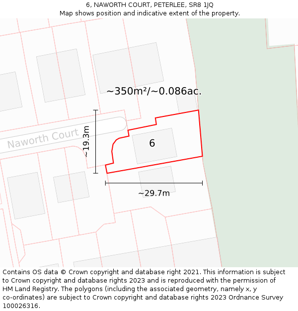 6, NAWORTH COURT, PETERLEE, SR8 1JQ: Plot and title map