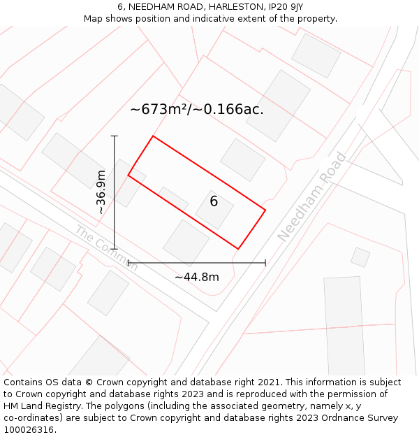 6, NEEDHAM ROAD, HARLESTON, IP20 9JY: Plot and title map