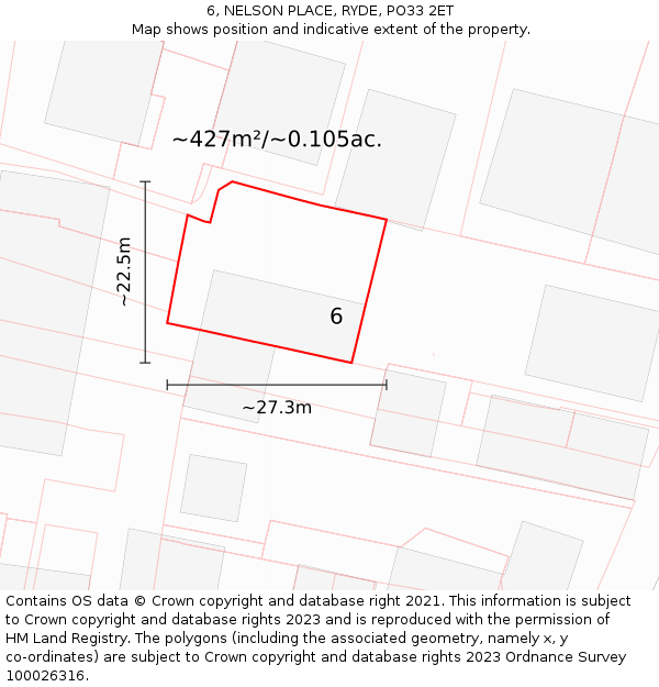 6, NELSON PLACE, RYDE, PO33 2ET: Plot and title map