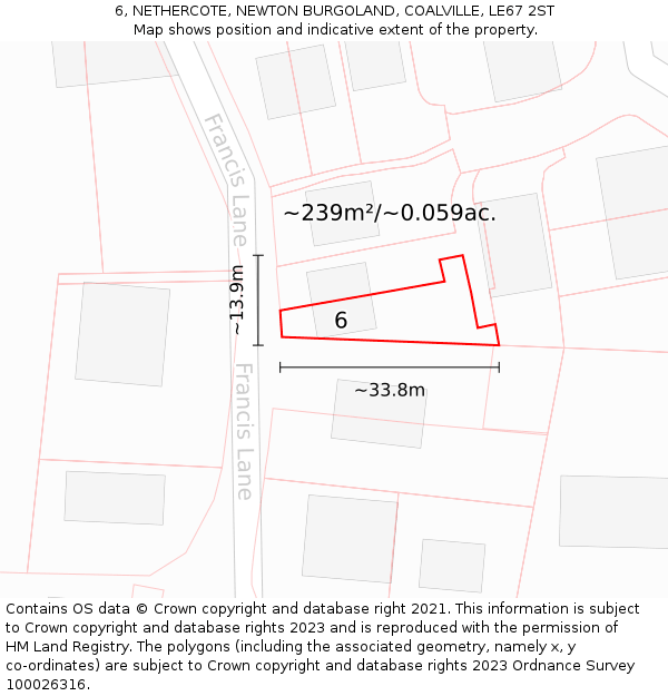 6, NETHERCOTE, NEWTON BURGOLAND, COALVILLE, LE67 2ST: Plot and title map